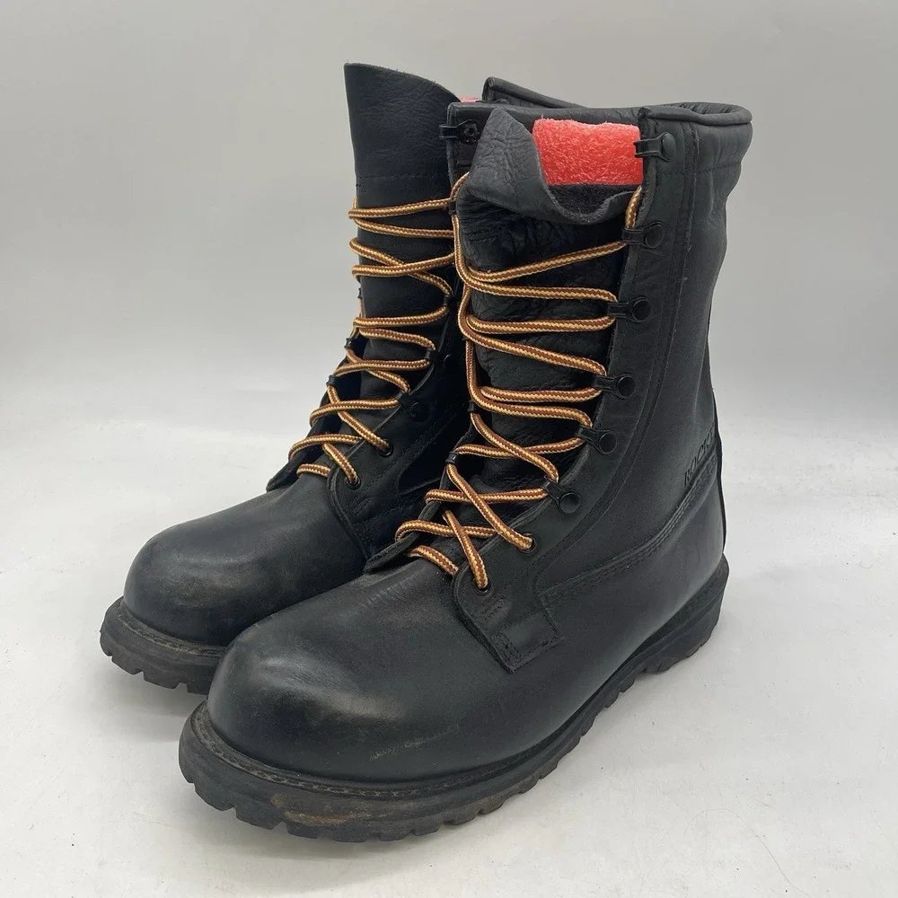Rocky Insulated Leather Combat Boots Mens 11.5 W Black Lace-Up Vibram Sole